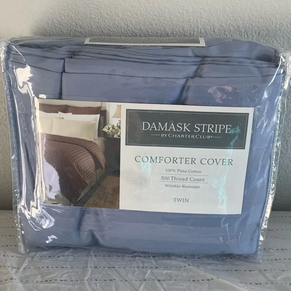 Two Damask Stripe Twin Duvets